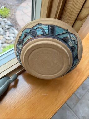 Handcrafted Turquoise Accent southwestern style Clay Bowl - Handmade